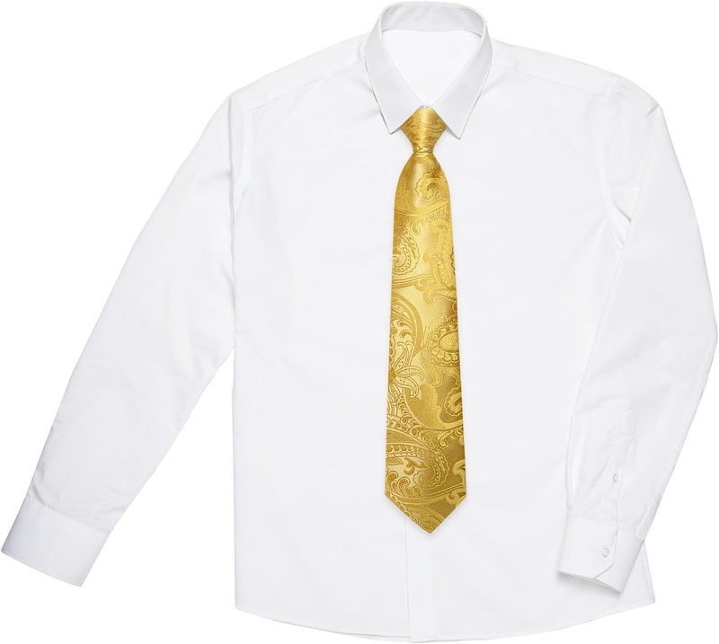 DiBanGu Boys Adjustable Tie and Pocket Square Pre-tied Zipper Necktie for Kids Wedding Party Graduation School Uniforms - Image 4